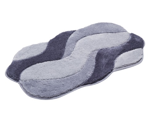 Grå badrumsmatta med vågmönster