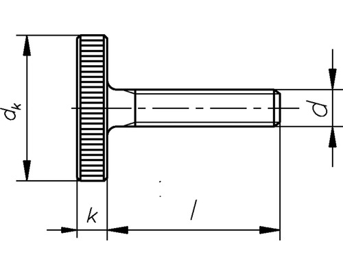 Teknisk ritning av en tumskruv med dimensioner