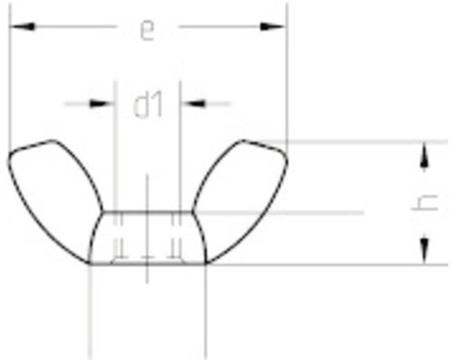 Teknisk ritning av en vingmutter med mått