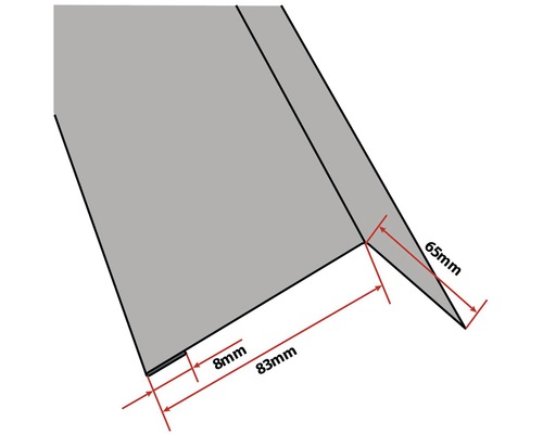 Detaljvy av en Z-profil med måtten 8 mm, 65 mm och 83 mm.