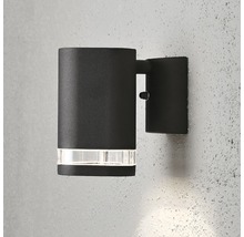 Svart vägglampa med transparent insats