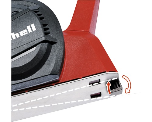 Detaljvy av Einhell Logo hyvel med djupjustering