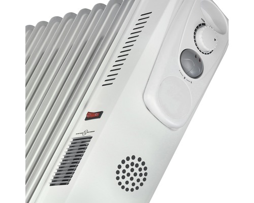 Detaljvy av en oljeradiator med kontrollpanel