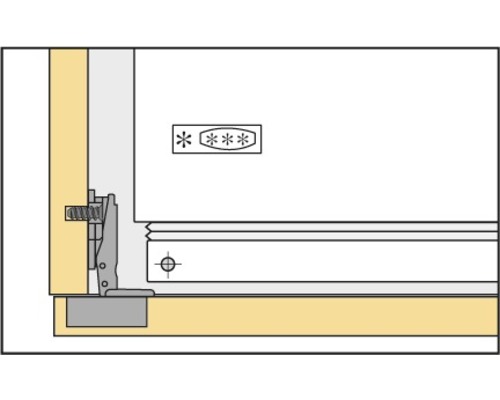 Detaljvy av en lådkomponent med fästelement