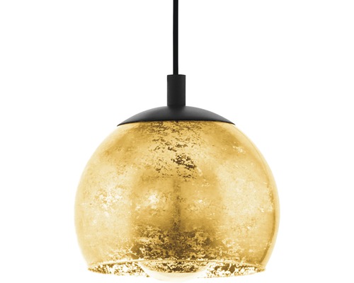 Taklampa EGLO Albaraccin 1L svart/guld Pendellampa med guldfärgad glasskärm