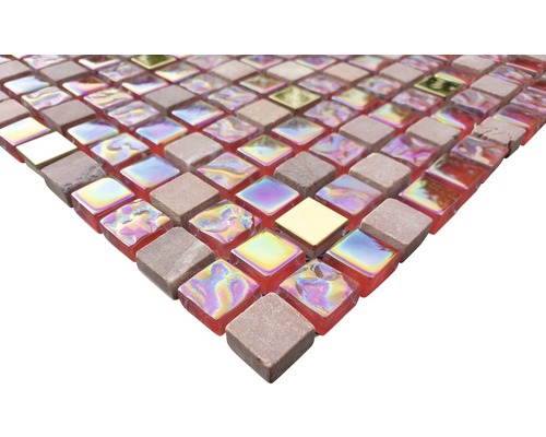 Fyrkantig mosaikplatta av glas och sten