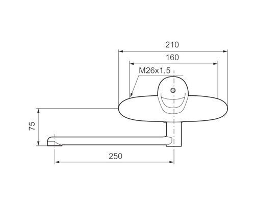 Teknisk ritning av en handdukshängare med mått