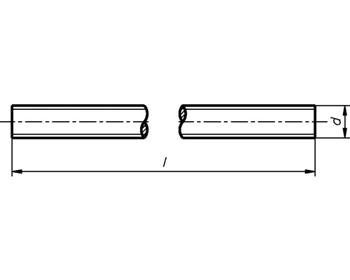 Teknisk ritning av ett rör med längdangivelse