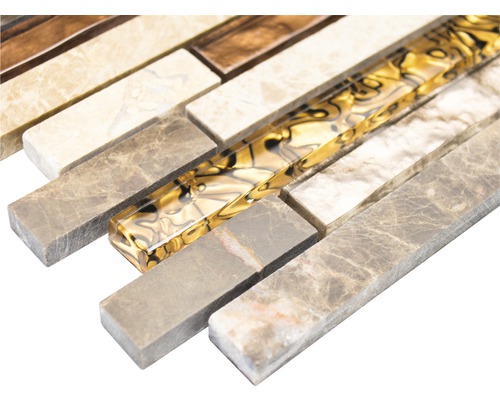 Mosaikplatta med natursten- och glaselement