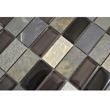 Mosaikplattor av natursten och glas i rektangulär form