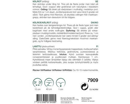 Information om sådd av kålrot