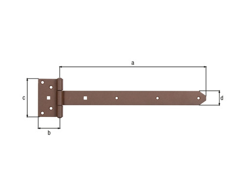 Bild av ett gångjärn med dimensioner.
