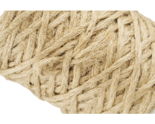 Närbild av ett bal snöre av naturfiber