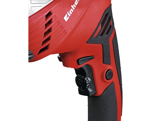 Detaljvy av en Einhell borrmaskin med hastighetsreglage