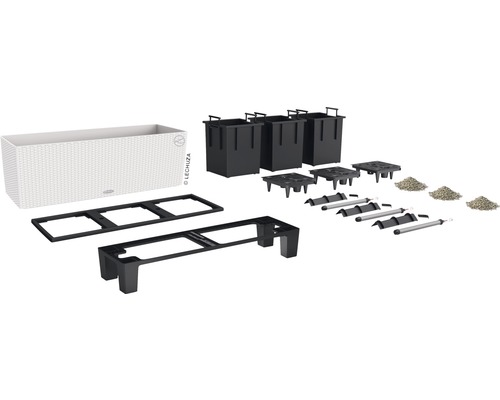 Blomlådeset med insatser, bevattningssystem och underrede
