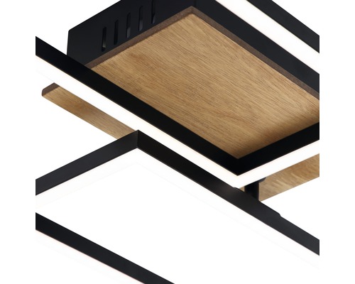 Taklampa av trä och metall med LED