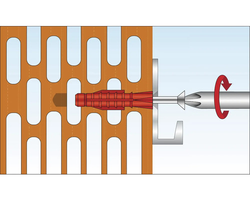 Illustration av en pluggfastsättning i en perforerad sten