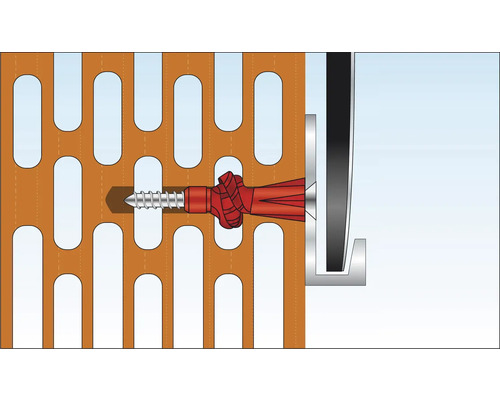 Fästning av en skruv med plugg i en hålsten.