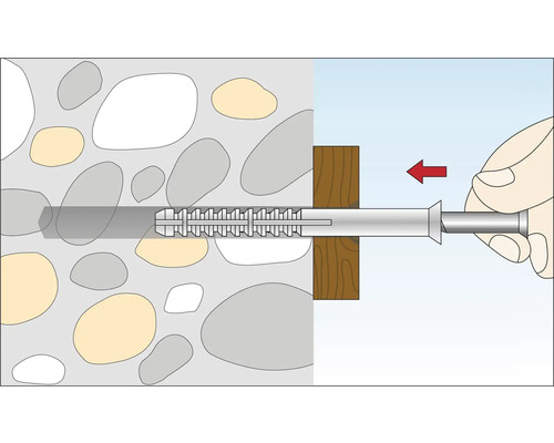 Illustration av en plugg som fästs i en vägg