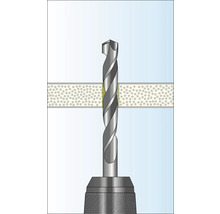 Illustration av en borr som borrar genom ett material