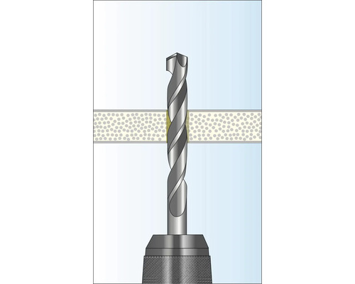 Illustration av en borr som borrar genom ett material