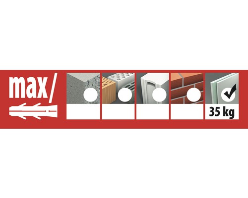 Maximal belastning på 35 kilogram