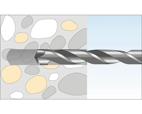 Illustration av en borr som används på en stenmur