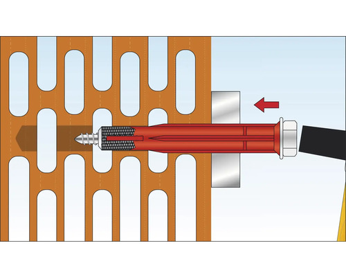 Illustration av en plugg fäst i murverk