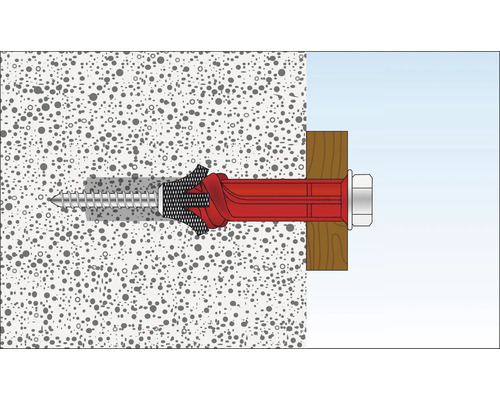 Illustration av en skruv med plugg i en vägg