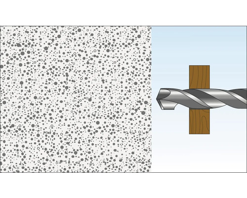 Borrande demonstration i betongvägg med trä