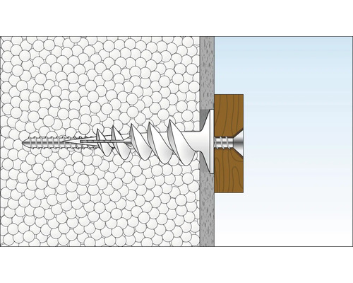 Fästning av en skruv med plugg i en vägg