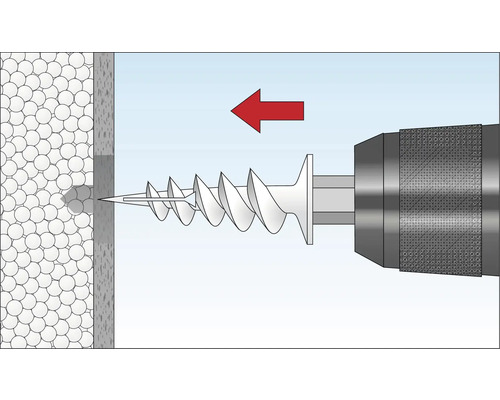 Illustration av en skruv som skruvas in i en vägg
