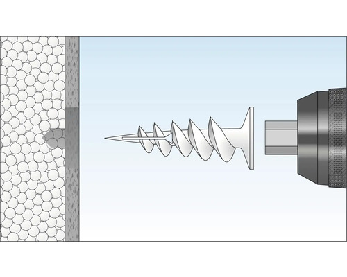 Borrbild av en skruv i en vägg
