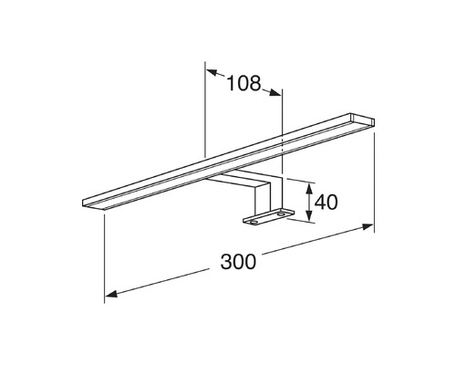 Teknisk ritning av en armatur med mått.