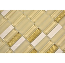 Mosaikplatta med glas-, guld- och stenelement