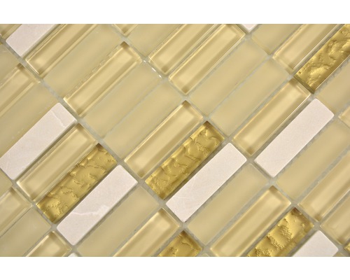 Mosaikplatta med glas-, guld- och stenelement