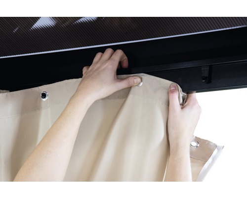 Montering av paviljonggardin med öljetter