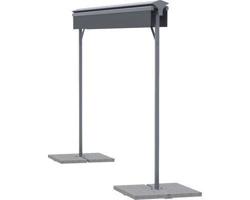 Fristående rökbås av metall på betongplattor