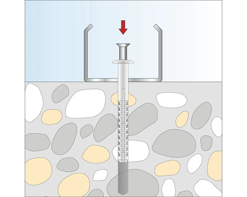Illustration av en pluggfästning i en vägg
