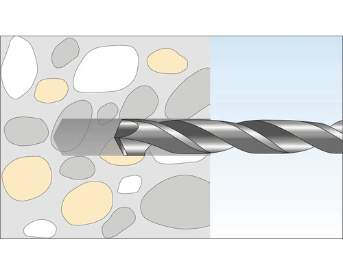 Illustration av en borr som används på en stenmur.