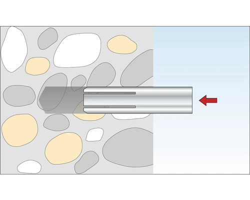 Illustration av en plugg som installeras i en vägg.