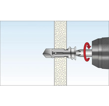 Borrmaskin med plugg för fastsättning i en vägg