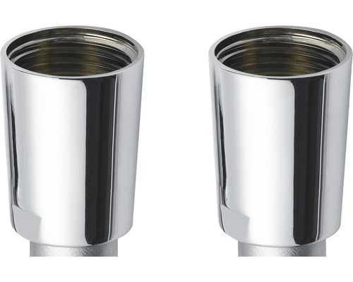 Två kromade vattenlåsrosetter