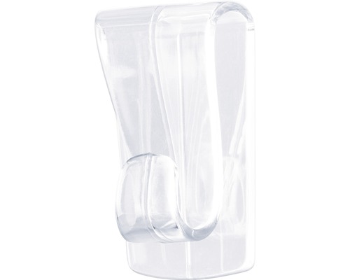 Transparent plastkrok för fastsättning på ytor