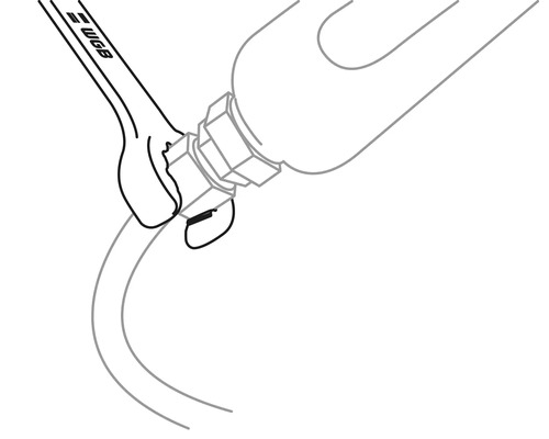 Illustration av en skiftnyckel som drar åt en beslag