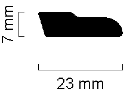 Profilsnitt med måtten 7 mm och 23 mm