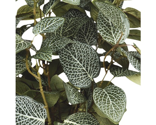 Närbild av en konstgjord växt med mönstrade blad