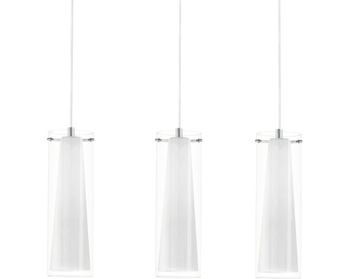 Trippel hänglampa med klar glasskärm och cylindrisk design