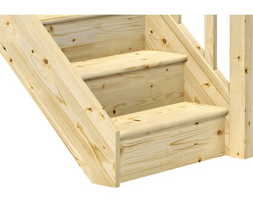 Detaljbild av en trätrappa med räcke