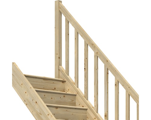 Trätrappa med räcke